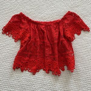 Free People Sweet Dreams Lace Crop Top - Red/Coral